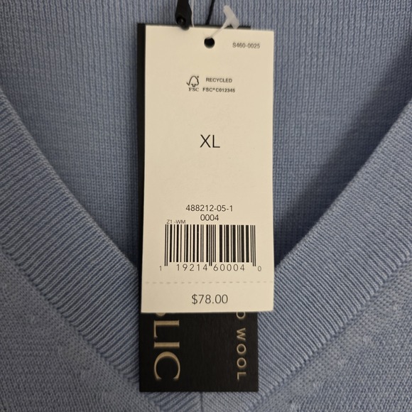 NWT Banana Republic 100% Fine Merino Wool Sweater XL Blue V Neck Lightweight - Picture 6 of 13